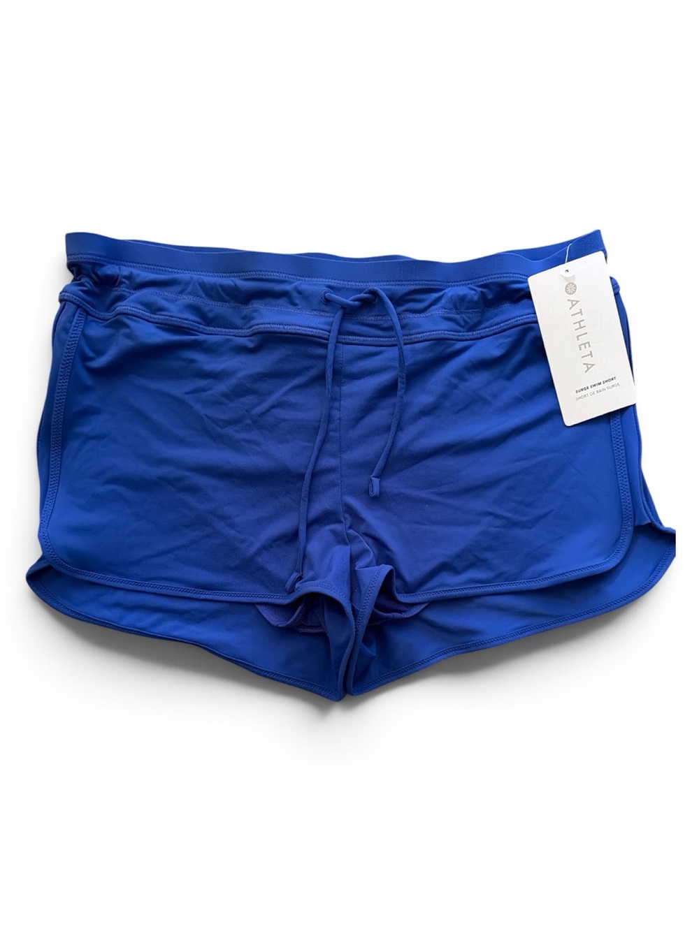 NWT Athleta Surge Swim Shorts Electric Blue Dolphin Hem Athletic Bottoms Size M - Picture 4 of 12